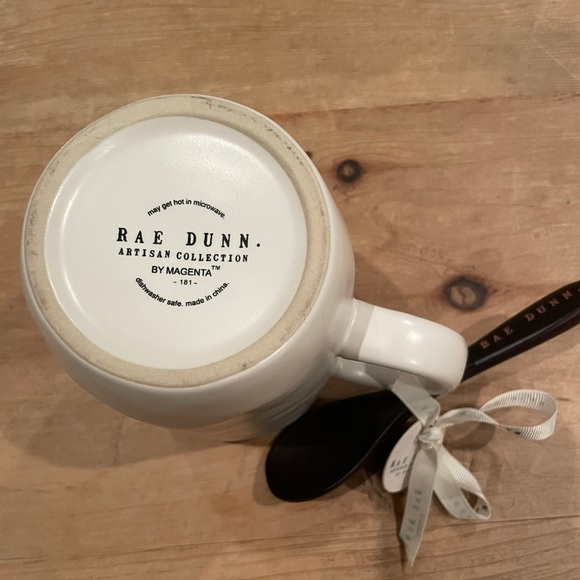 NWT Rae Dunn Cozy black and white mug wooden engraved spoon Any occasion gift - Picture 4 of 4